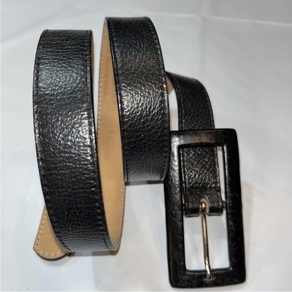 LEATHEROCK BLACK Leather 1” Belt black LEATHER 4”RECTANGLE BUCKLE USA made 6927 - Picture 11 of 11